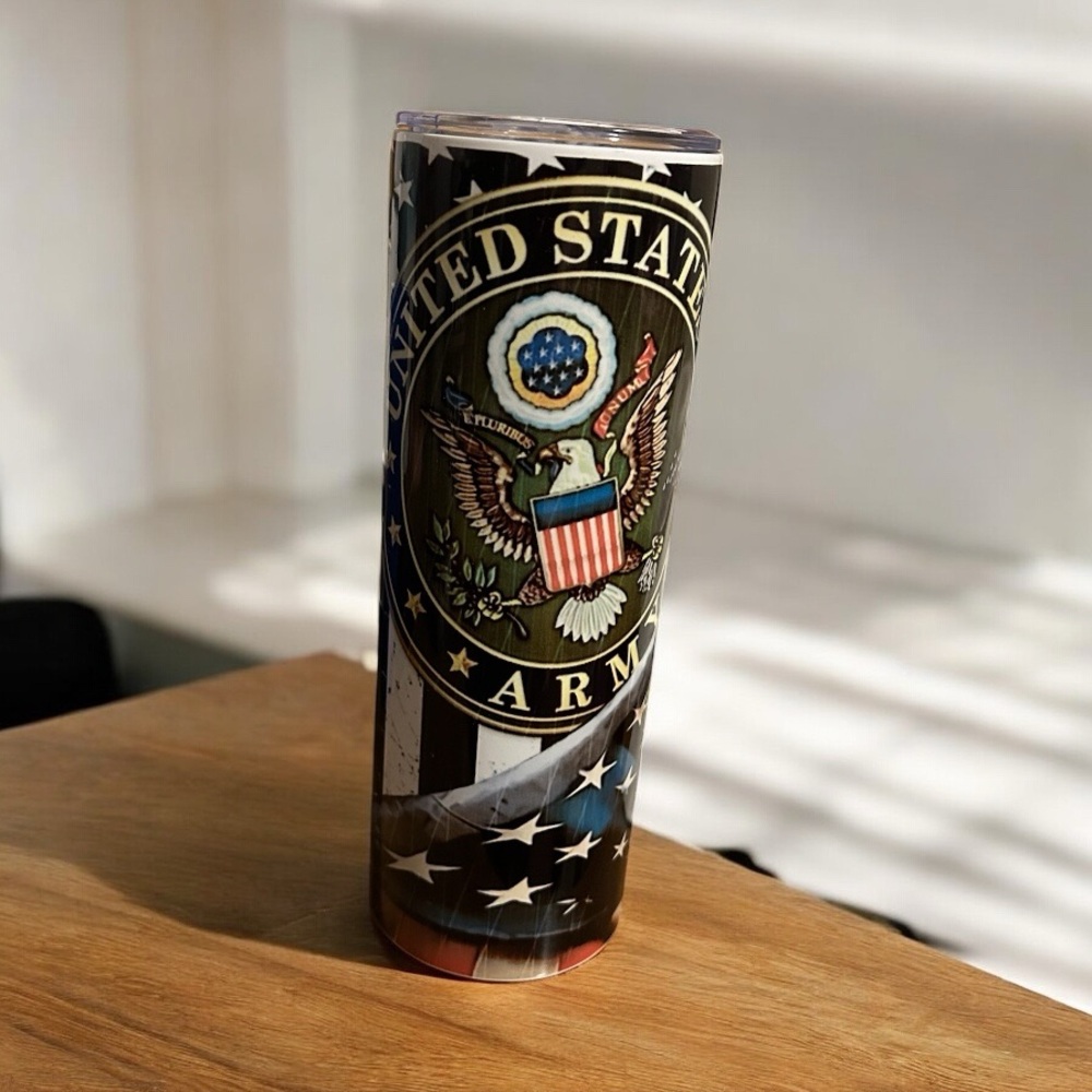 United States Army & Flag  Tumbler - Black and Brown